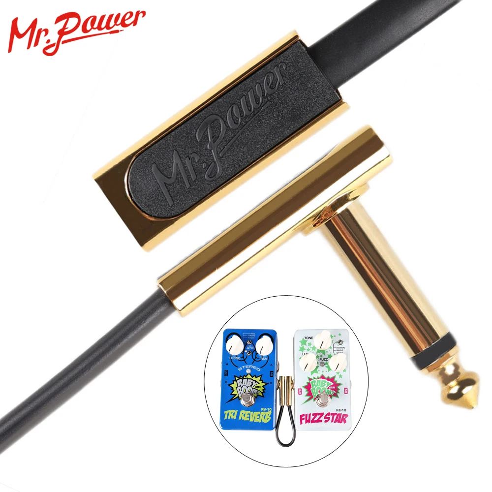 

6.35mm Effect Pedal Connector Flat Patch Cable Right Angle Gold Plated Guitar High anti-interference performance 1/4 inch jack