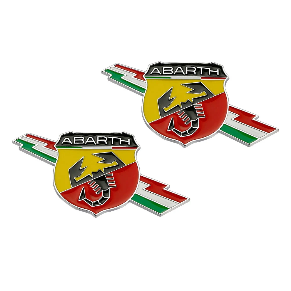 

2pcs/lot Abarth Emblem 3D Metal Fender Car-styling sticker Decal for Fiat 500 124 125 695 OT2000 Coupe Punto Stilo Bravo Ducato