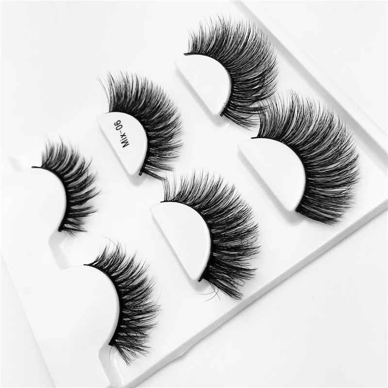 

2019 Hot Sale 3 Pairs Stereo 3D Natural Thick False Eyelashes Handmade Lashes Extension Makeup Eyelashes Makeup Eye Lashes