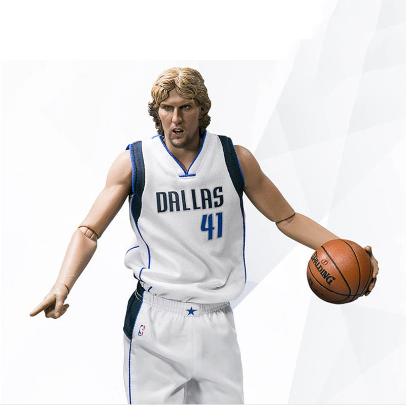 

30CM PVC Body Kun NBA Basketball Doll Dirk No. 41 Nowitzki White Clothes 1 / 6 Joint Movable Toys for children