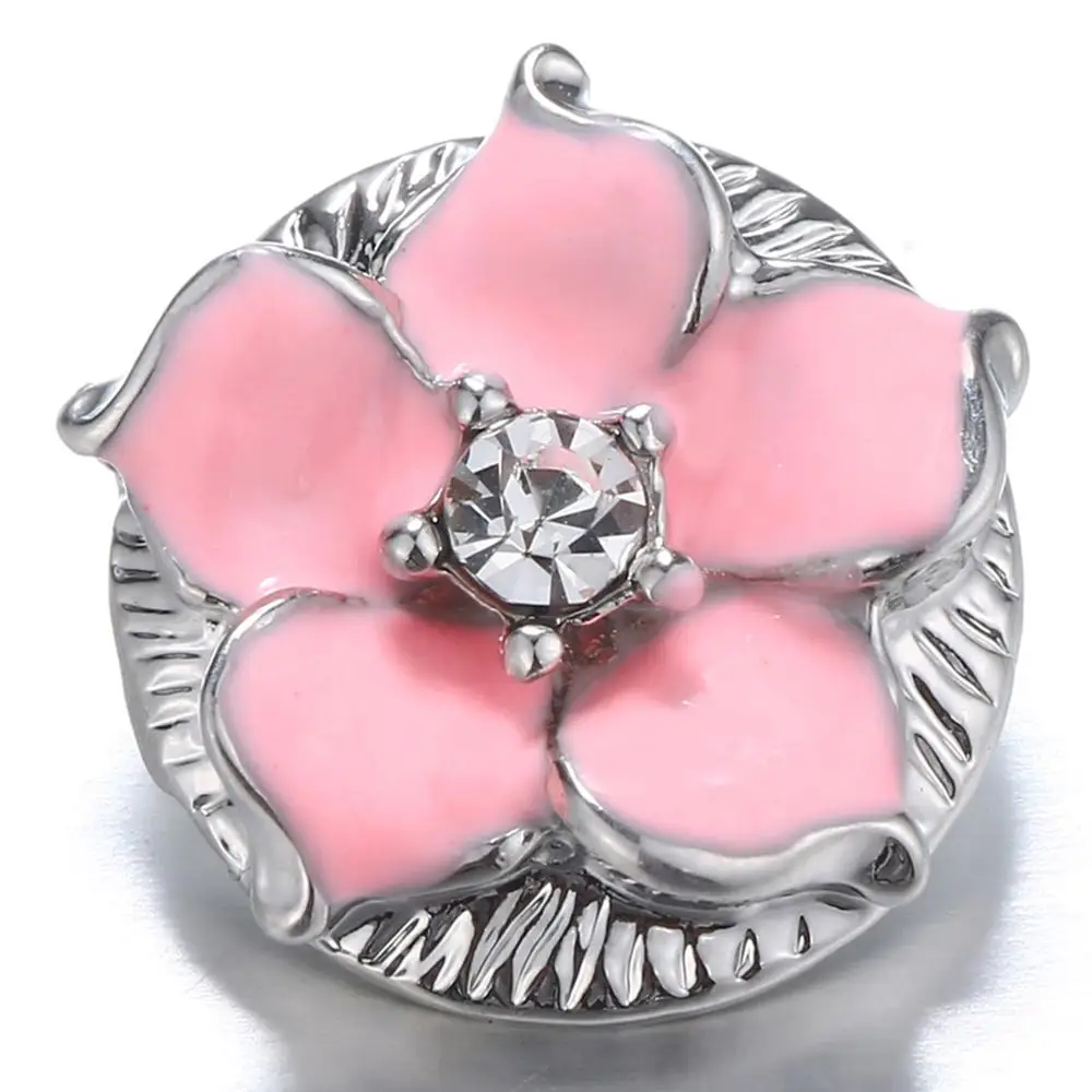 Jayna Lee 20 мм розовый эмалированный цветок Snap Charm pop Fit Ginger Сменные застежки Jewelry для