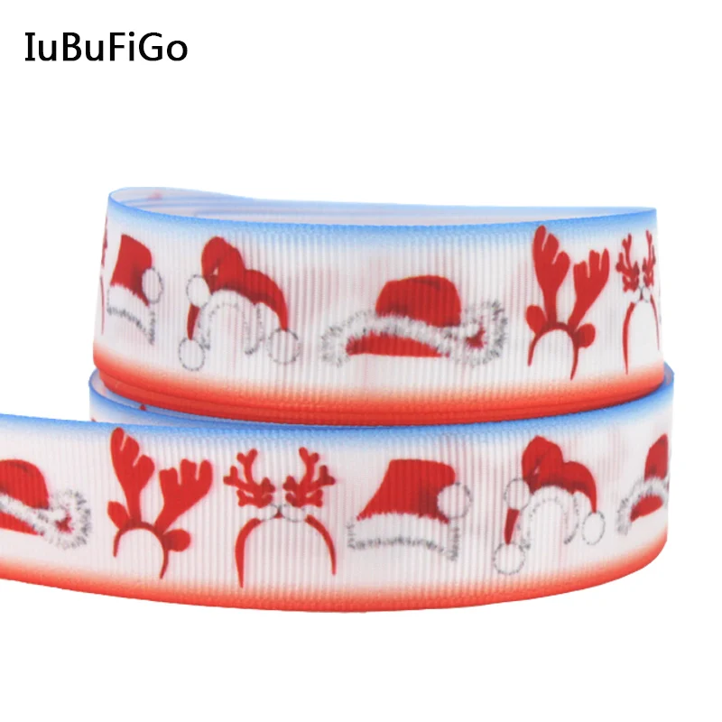 [IuBuFiGo] Рождественская лента 7/8 &quot для волос с нарисованными корсажами банты