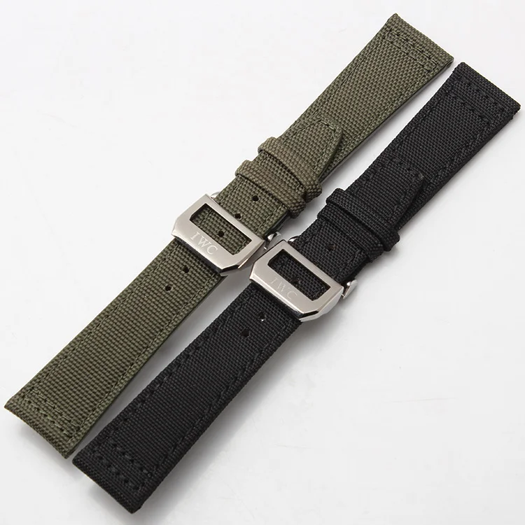Stainless steel Buckle Deployment Clasp 20mm 21mm 22mm Watchband Green Black Nylon Watch strap for Sport
