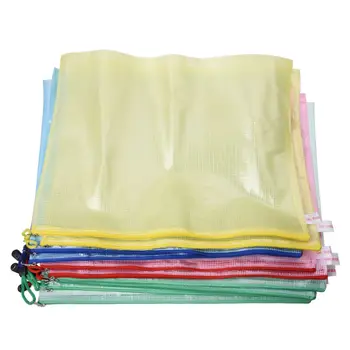 

HOT- 10 Pcs Netting Surface A3 Document File Holder Zipper Bag Multicolor
