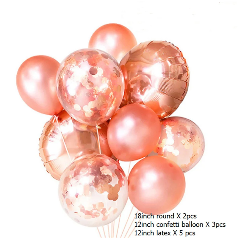 Розовое золото цвет шампанского Серия Сердце круглая Звезда фольга конфетти для воздушного шара латексный набор воздушных шаров для свадьбы День рождения Юбилей Вечерние - Цвет: mix 1