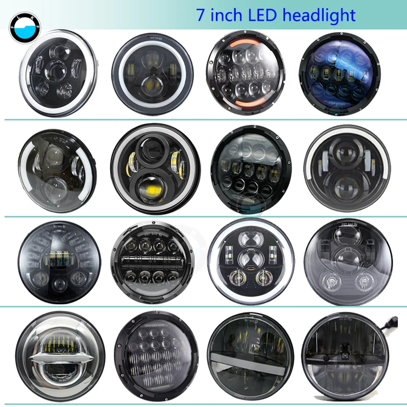 

7 inch round motorcycle headlight headlamp With Angle Eyes For Harley Street Glide Softail FLHX FLD Yamaha Road Sta