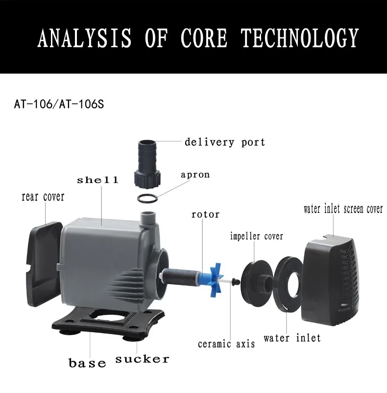 ATMAN AT-106S/107 S беззвучный погружной насос для аквариума амфибия с fountian сборки Выход Регулируемый пресной воды морской