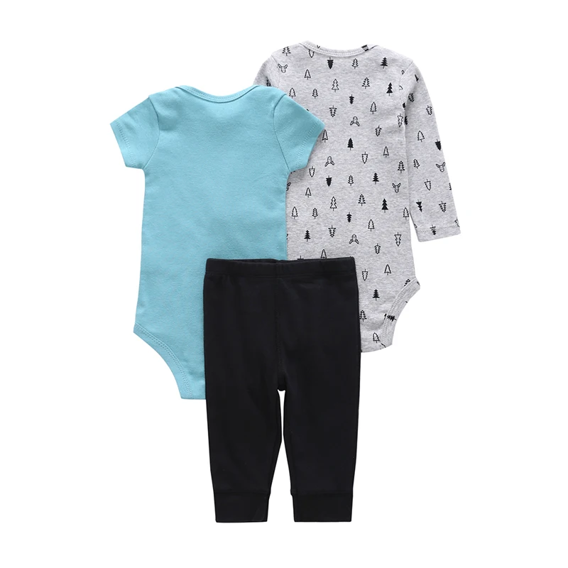 Красивая одежда для маленьких мальчиков Одежда для новорожденных девочек хлопковый комбинезон+ боди+ штаны Модный комплект одежды из 3 предметов с рисунком оленя
