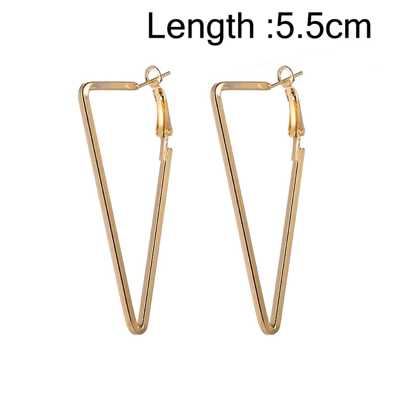 Индивидуальные простые металлические треугольные геометрические серьги, винтажные серьги-кольца для женщин, модные ювелирные аксессуары, подарок - Окраска металла: Gold 5.5cm