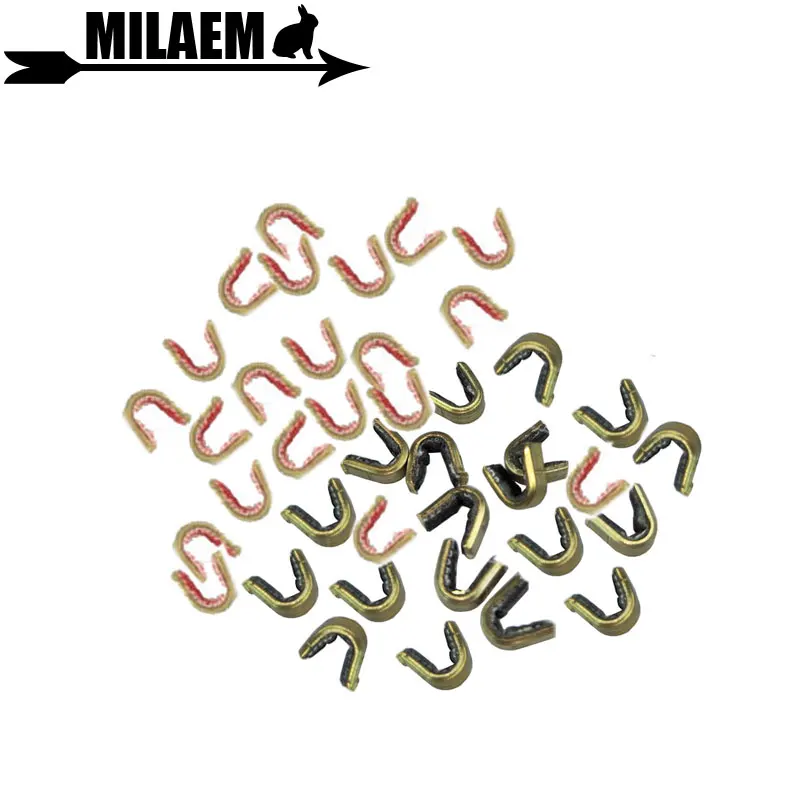 

50pcs Archery Anti-Slip Copper Buckle Bow String Nock Protect Buckle Clips Point Recurve Bow Shooting Accessory