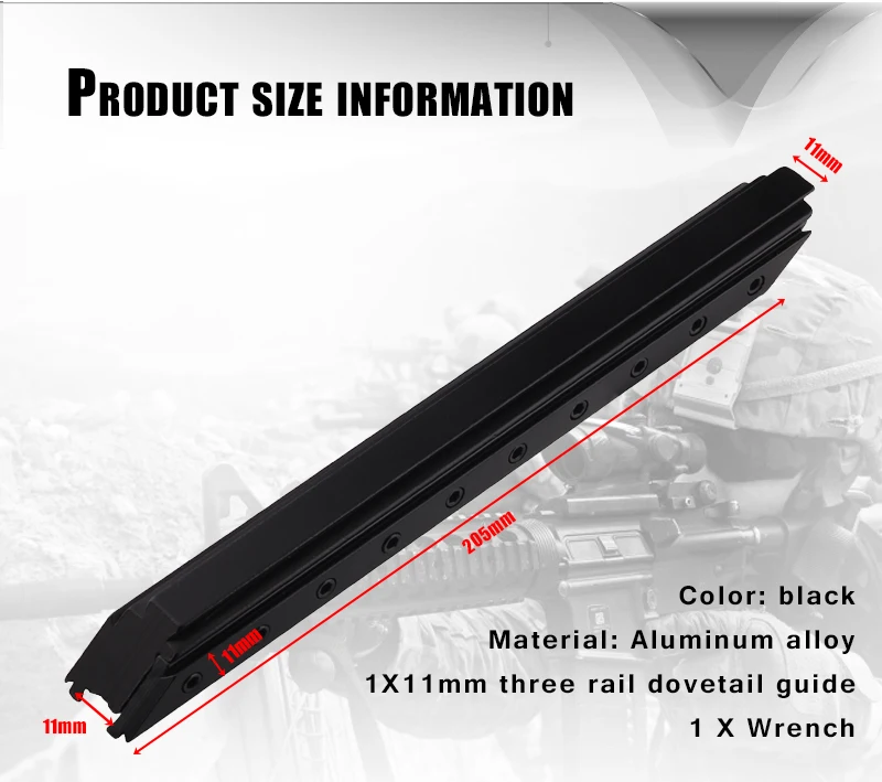 

Tactical 11mm dovetail for mounting optics Airforce Condor Raise 11mm Tri-Rail Dovetail Rail Mount For Rifle Scope