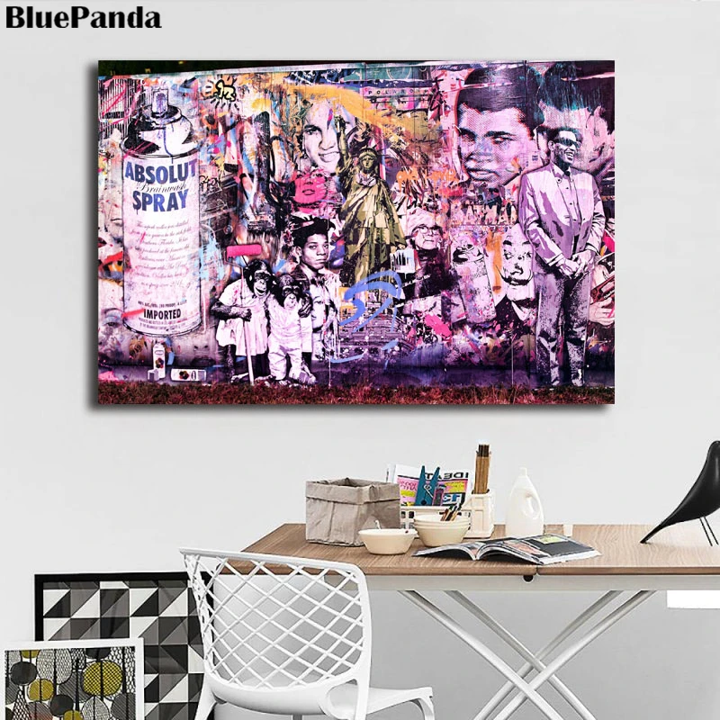 

Mr. Brainwash Street Art Canvas Painting Banksy Poster Oil Wall Art Picture For Living Room Office Room Artworks Home Decor