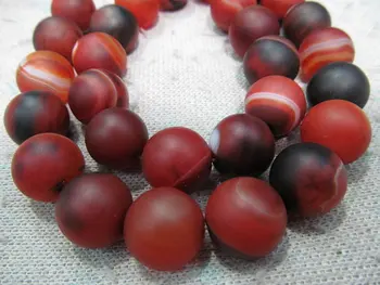 

high quality 2strands 8 10 12 14 16mm Natual agate carnerila onyx Round Ball matte black red wholesale loose bead