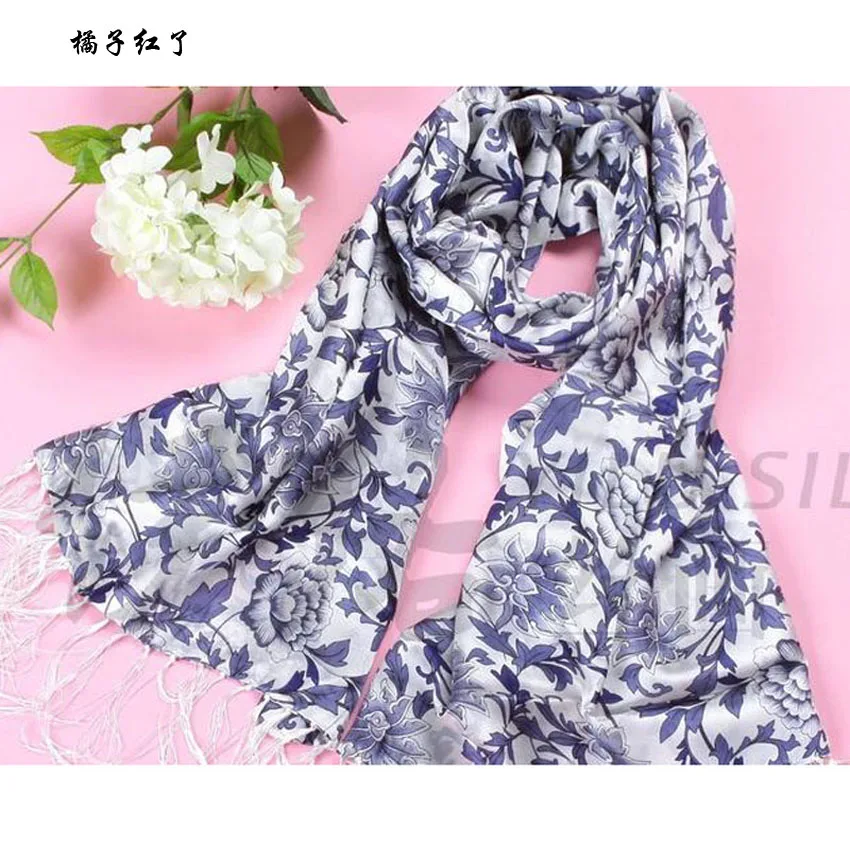 Chinese national style 100 Silk Scarf Men, Fashion Print Scarves