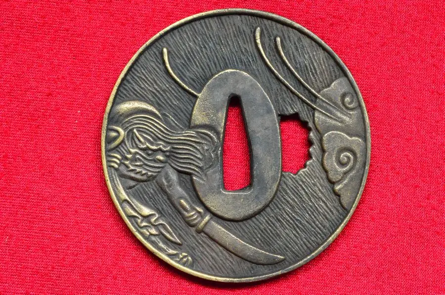 REAL Japanese Old SAMURAI Copper Sword Guard TSUBA OF Wakizashi | Дом и сад