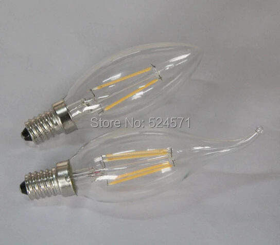 

Free shipping E14/E12 candle light Led Lamp Bulb 3W 5W 2 filament 4 filament AC85- 265V led filament candle bulbs