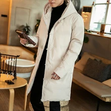 Зимняя хлопковая стеганая куртка в китайском стиле, мужская длинная куртка с капюшоном, пальто, мужская Тонкая однотонная теплая Толстая парка, Тренч, однобортный