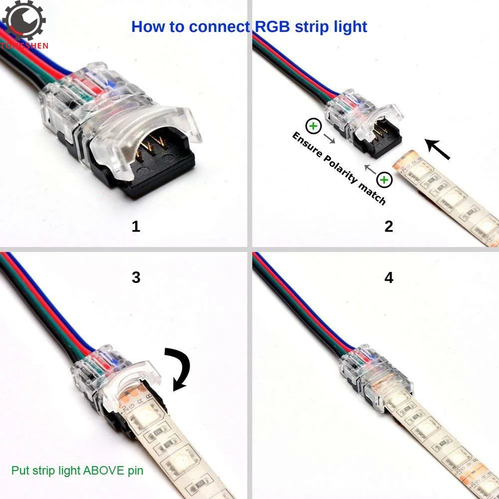 3 шт. 2pin 3pin 4pin 5pin Светодиодные ленты разъема 10 мм 12 мм IP65 для одного RGB/RGBW 3528 5050 Светодиодные ленты для проводного подключения