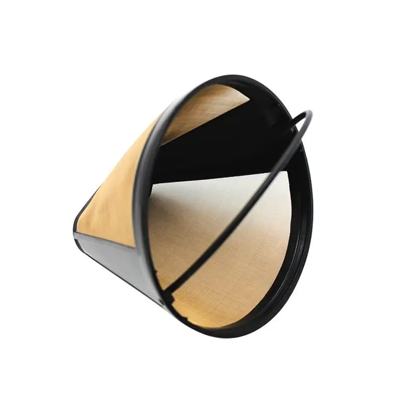 

Reusable Coffee Filter Cone Shape Coffee Filter Mesh Basket (Golden)