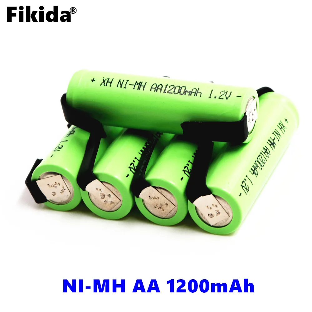 

Fikida 1.2V AA rechargeable battery 1200mah 2A ni-mh nimh cell pack with tabs pins for Philips Braun electric shaver toothbrush