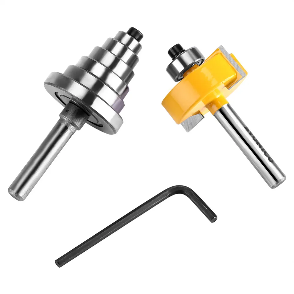 

1/2"H - 1/4" Shank Wood Milling Cutter Router Bit Set with 7 Bearings Set for Solid Wood Particle Board Plywood Machine Tools
