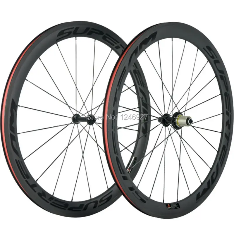 

SUPERTEAM Chinese 700C Carbon Fibre Road Bicycle 50mm Clincher Carbon Wheelset 3k Matte R39 Hub Carbon Bike Wheels