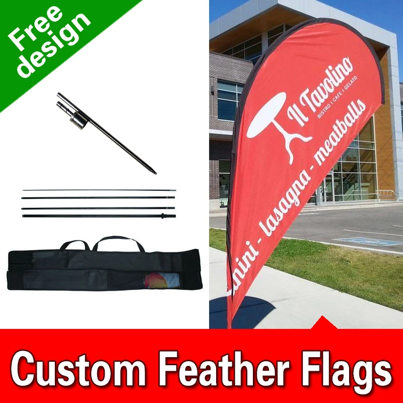 

Free Design Free Shipping Single Sided Inground Spike Teardrop Flags Banners Wind Flags Advertising Printed Feather Flags