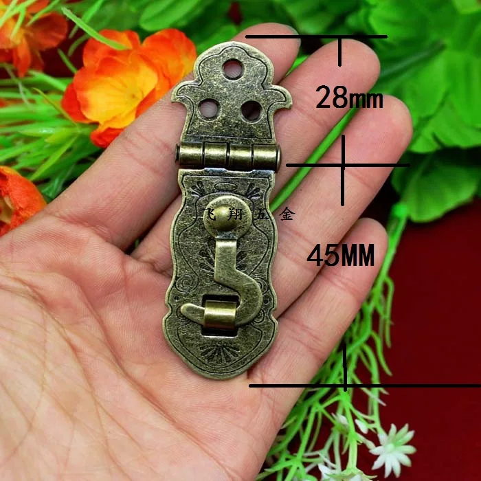 

20pcs 73*23mm New Antique Laptop lock Take 90 degree metal buckle Packaging buckle Gift hasp Hinge lock Wholesale