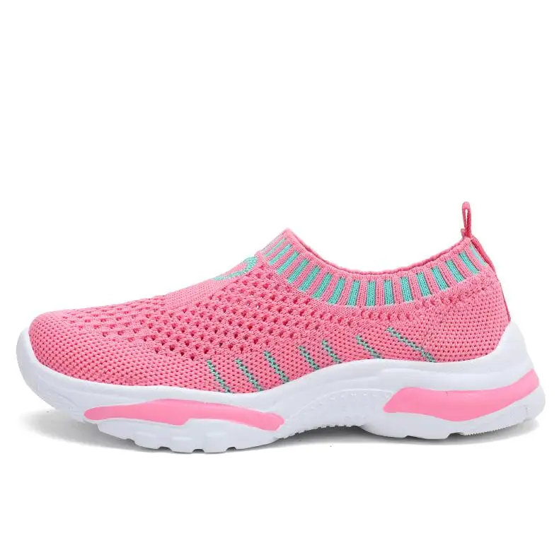Новинка года; стильные кроссовки для девочек; детская спортивная обувь; детская прогулочная обувь; Дышащие носки без застежки; обувь для маленьких и больших детей - Цвет: QTX-899 pink