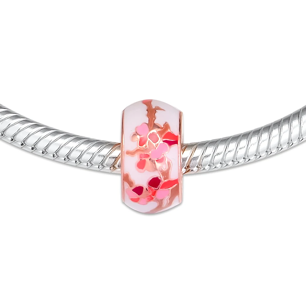 

Fits for Europe Charms Bracelets Peach Blossom Flower Spacer Beads 100% 925 Sterling Silver Jewelry Free Shipping