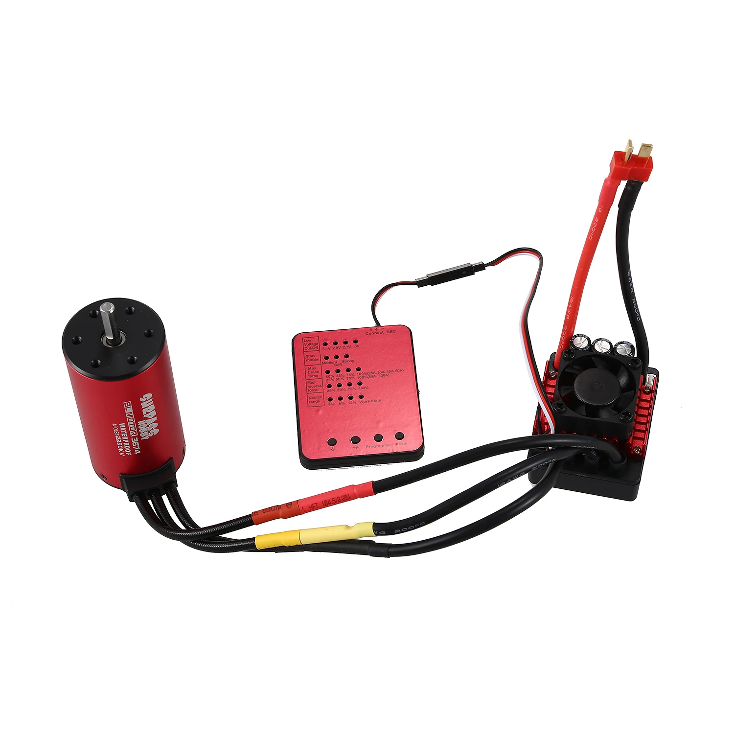 

AINY-SURPASS HOBBY S3674 2250KV Sensorless Brushless Motor 120A Brushless ESC and Program Card Combo Set for 1/8 RC Car Truck