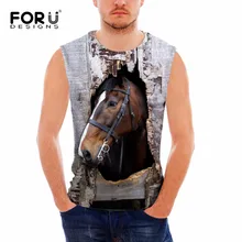 FORUDESIGNS/ летняя одежда для животных, Фитнес майка для мужчин, 3D рисунок лошади, Майки для бодибилдинга, Мужской Хлопковый жилет без рукавов