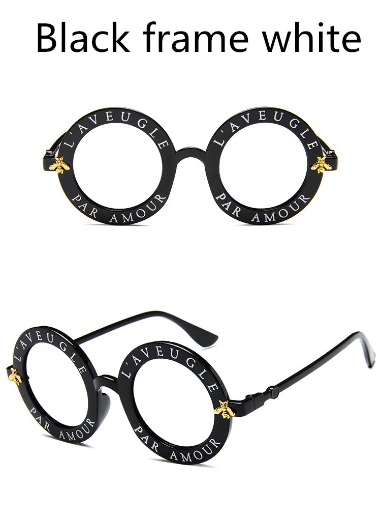 ASUOP 2018 New Retro Round Lady Sunglasses English Letter Bees Men Luxury Brand Cat Eye Glasses UV400 Color Travel Travel Goggle (8)