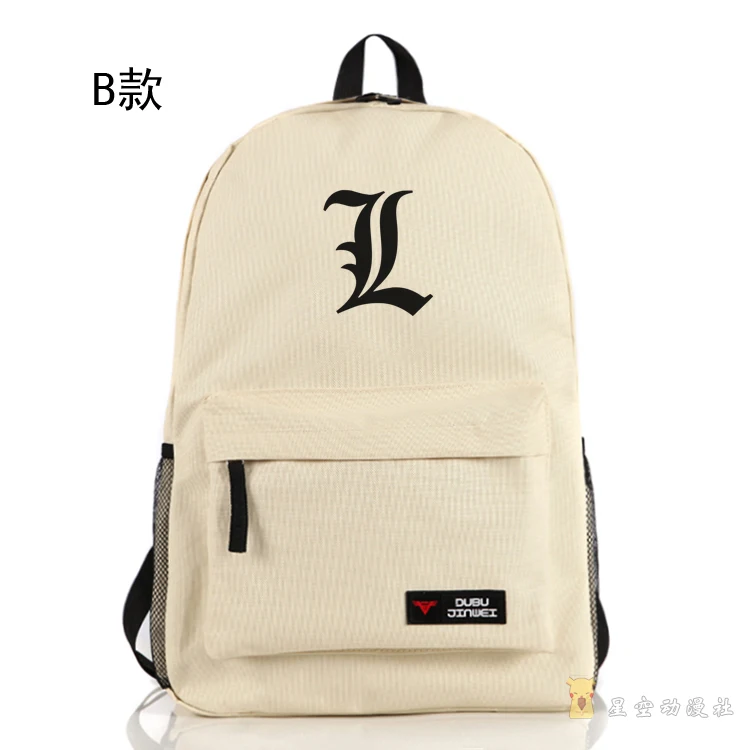 

Top Anime Death Note cos Cartoon L logo printing bos and girls common schoolbag Shoulder canvas backpack fashion bag