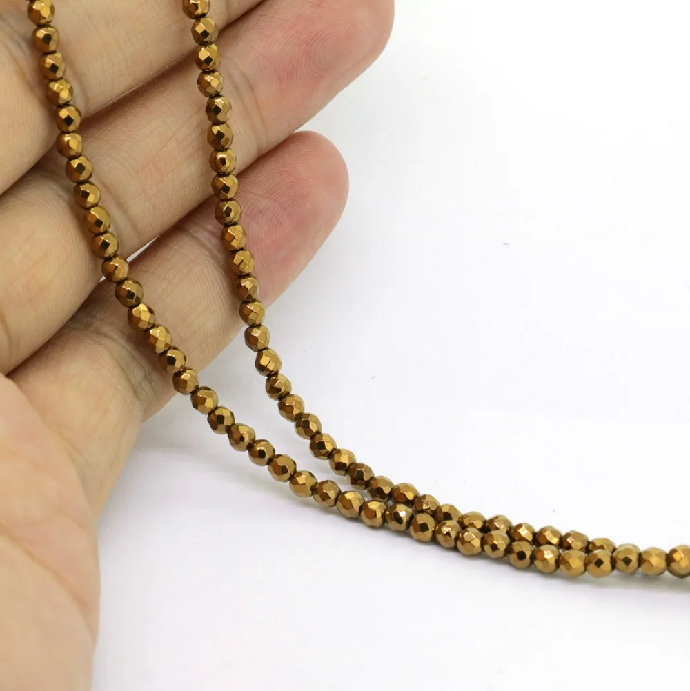 

3.5mm DIY Jewel Finding Beads,Hematite Faceted Round Bronze Color Loose Beads