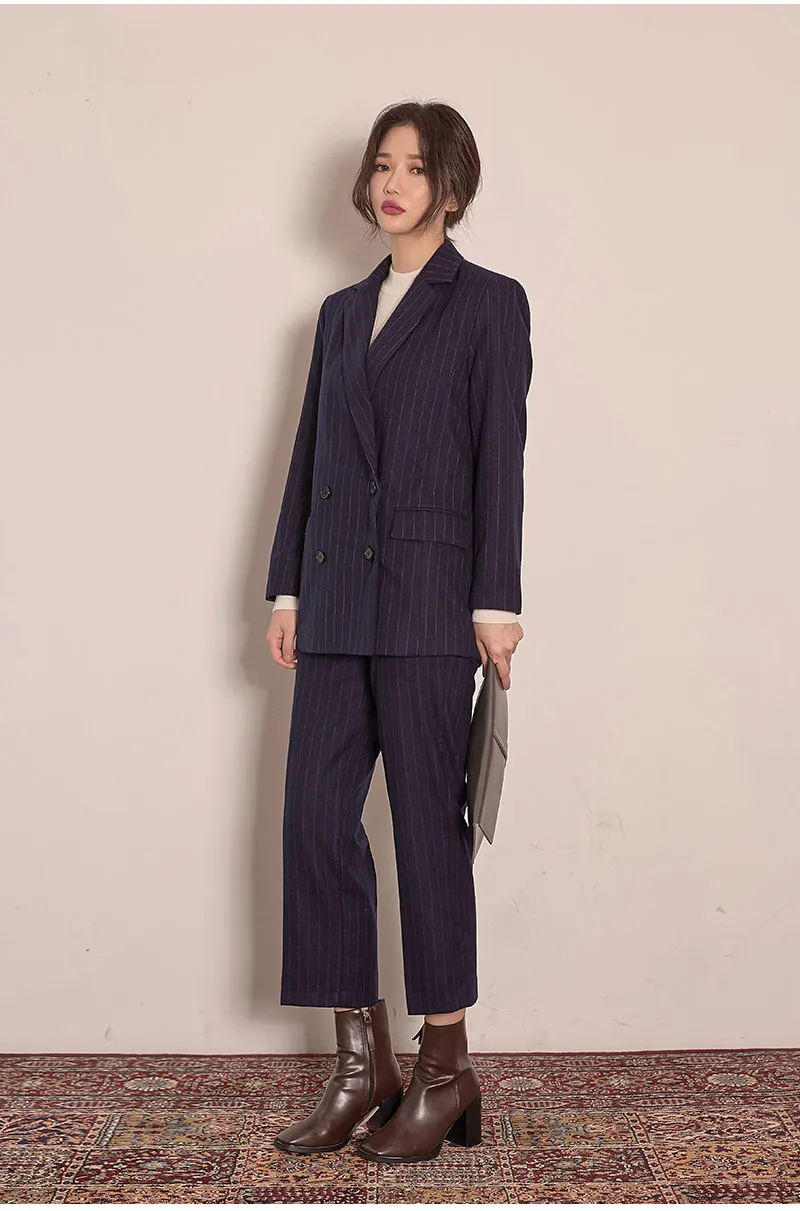 Женский комплект 2 шт., весенне-Осенняя мода, темпераментные полосы, британский стиль, офисный женский профессиональный комплект OL