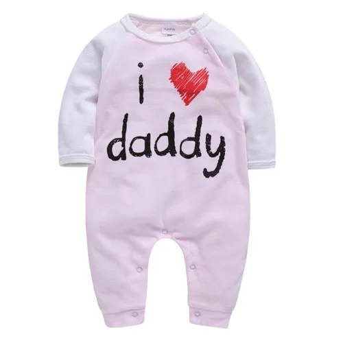 Kavkas/одежда для малышей; комбинезон для новорожденных девочек и мальчиков с надписью «Love Mommy& Daddy»; теплая зимняя одежда с круглым вырезом; комбинезон для младенцев - Цвет: PY1104
