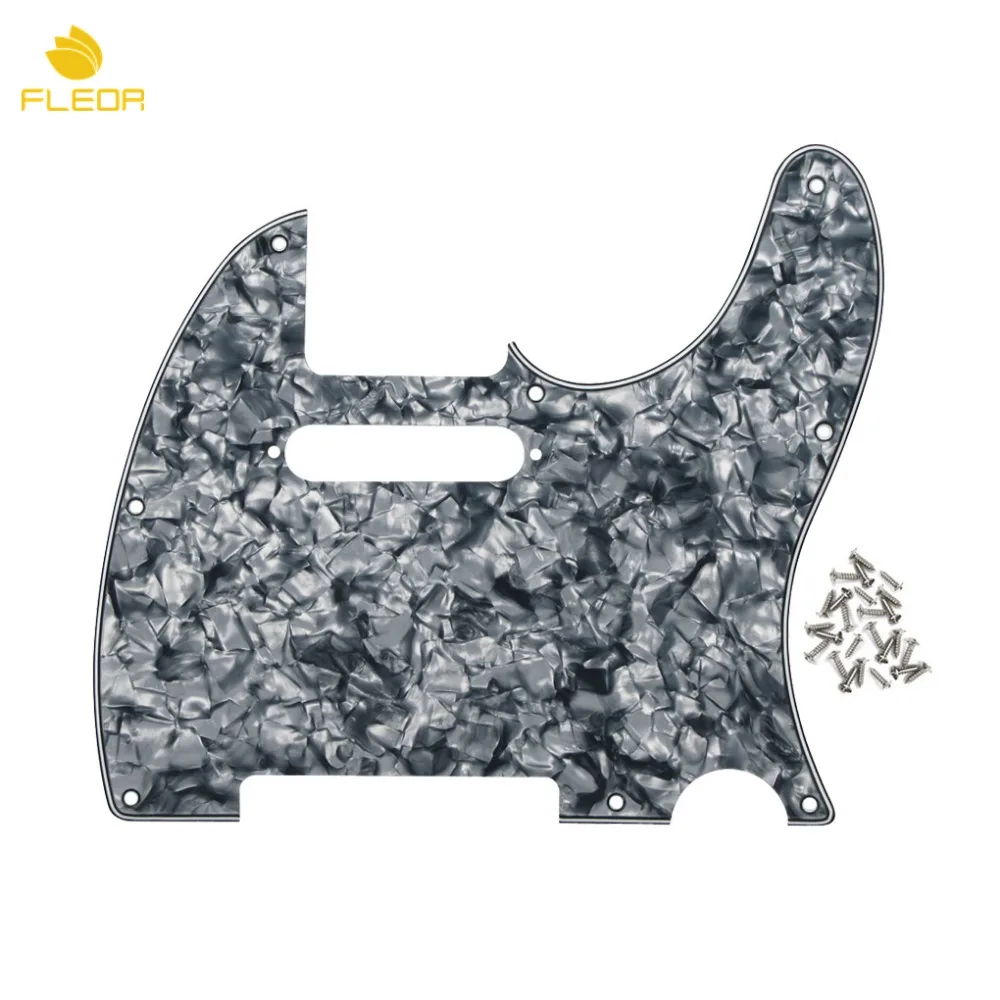 

FLEOR Standard 8 Holes Tele Guitar Pickguard Scratch Plate 4Ply For USA/Mexico TELE Style Guitar,Grey Pearl