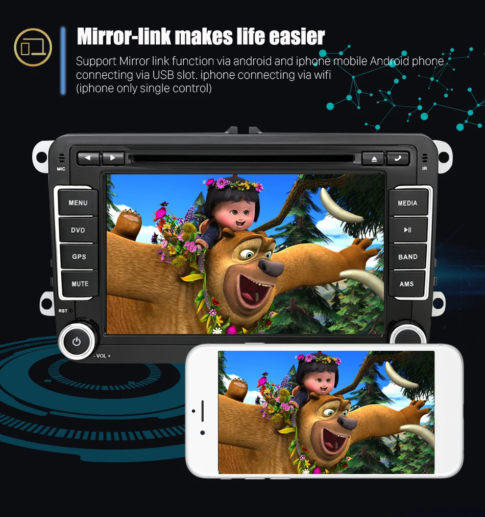 Clearance Eunavi 2 Din Android 9.0 Car DVD Player Audio Radio GPS navi For VW GOLF 6 Polo Bora JETTA B6 PASSAT Tiguan SKODA OCTAVIA 11