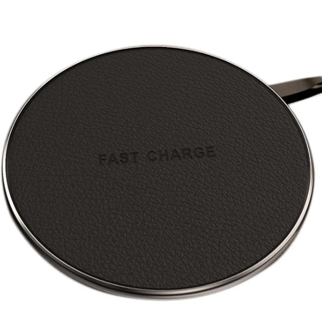 

Aluminum Alloy Leather Wireless Charger Ultra-thin 73% Round Cell Phone Fast Charger Home, Office, etc Manual