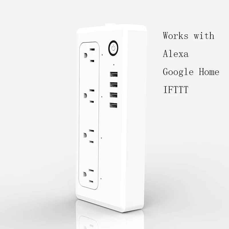 

1Pcs Smart Power Strip With 4 AC US Outlets 4 USB Smart Power Strip Multi Sockets Voice Control Works with Alexa Google Home