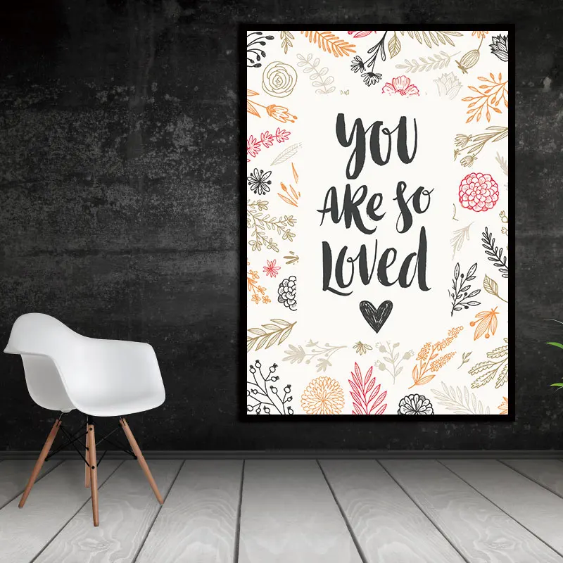 

Wall Pictures Nordic Abstract Living Room Art Decoration Pictures Scandinavian Canvas Painting Letter You are so Loved No Frame