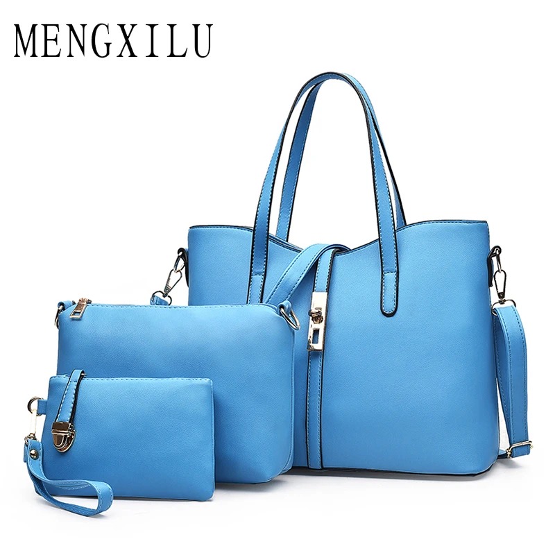 

MENGXILU Fashion 3Pcs/Set Luxury Brand Women Shoulder Bag Designer Handbags High Quality Ladies Tote Bag Ladies Hand Bags 2018