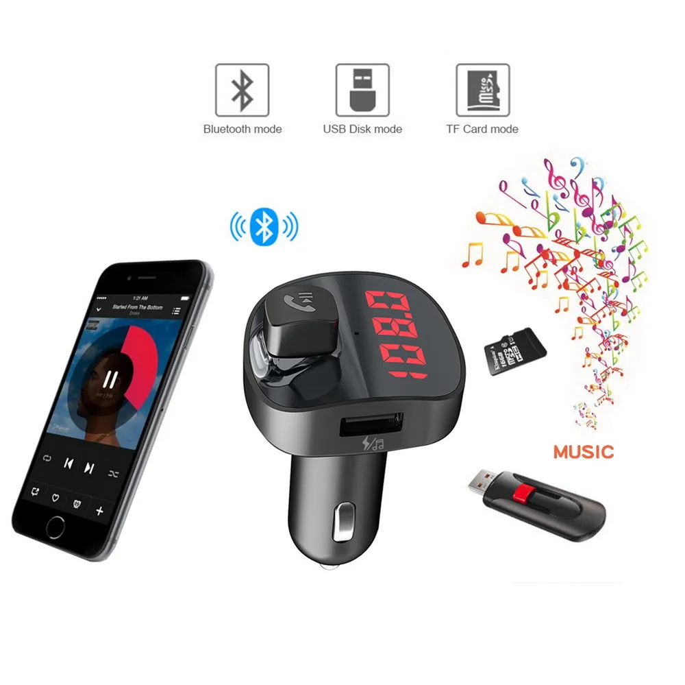 Автомобильное зарядное устройство KEBIDU с двумя USB портами Bluetooth 4 2 автомобильный