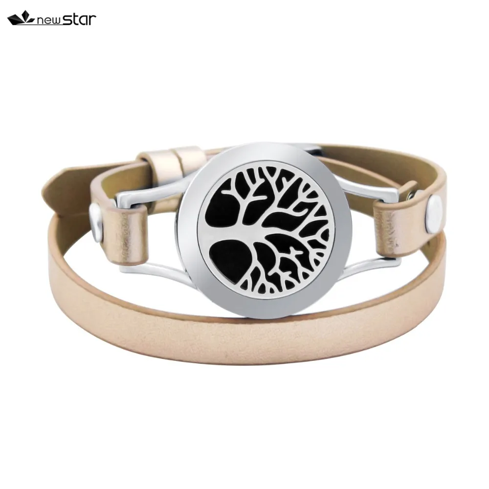 NS-BS079-5 Diffuser Leather Locket Bracelet_