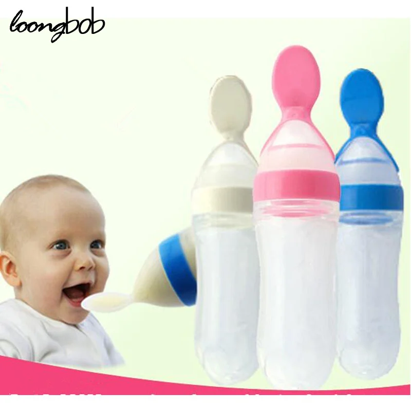Baby Silicone Spoon Newborn Toddler Feeding Bottle With Spoon Food