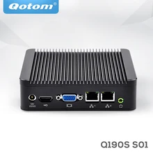 QOTOM безвентиляторный мини-ПК Q190S с процессором BayTrail j1900 четырехъядерный До 2,42 ГГц, Dual LAN мини-ПК Linux