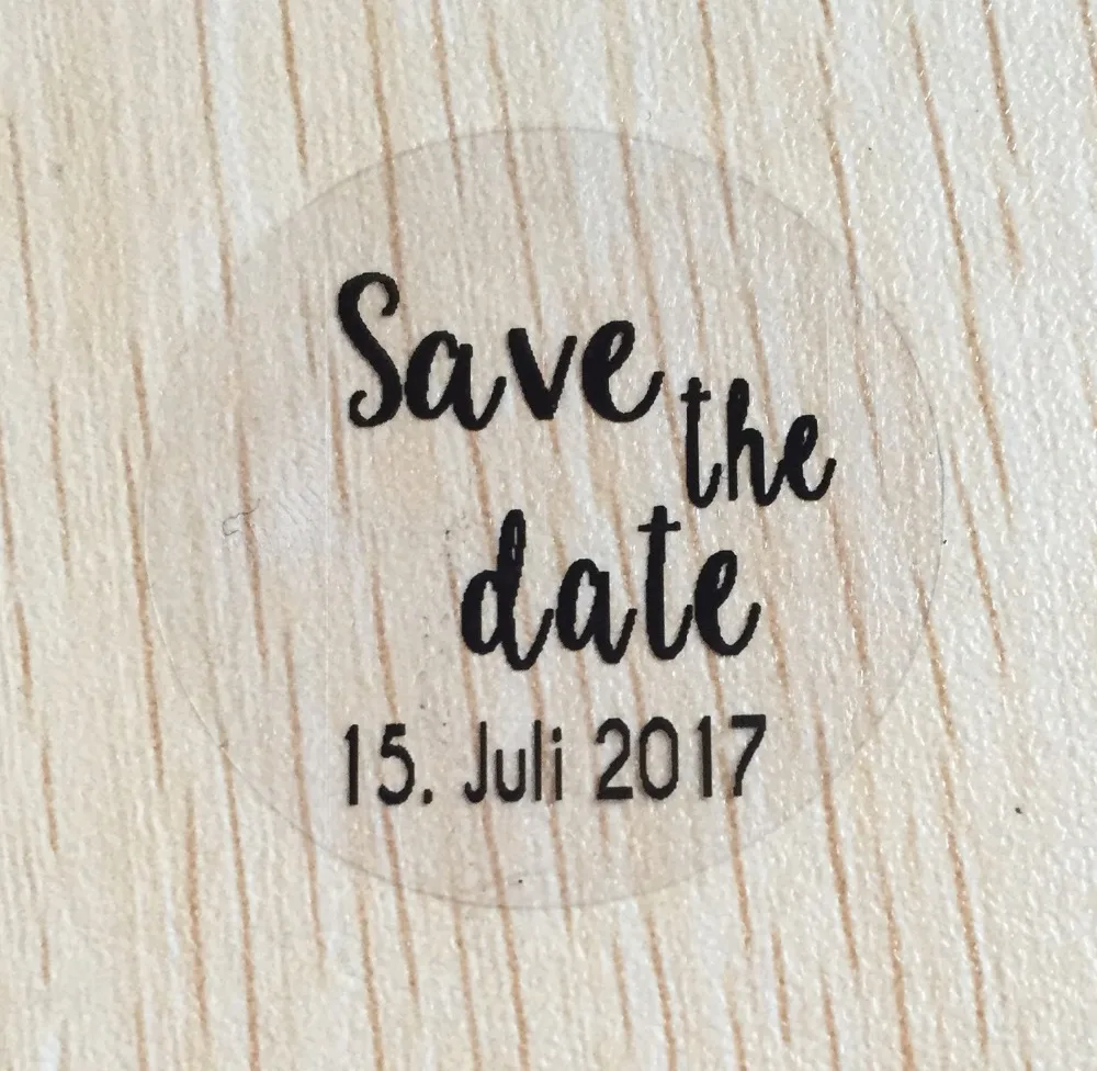 90pcs 50 mm customize clear wedding save the date personalized