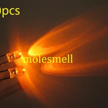 100 шт, толщина 3 мм, оранжевая круглая без бортов яркий водный яркий светодиодный Светодиодный s свет лампы 2-Pin