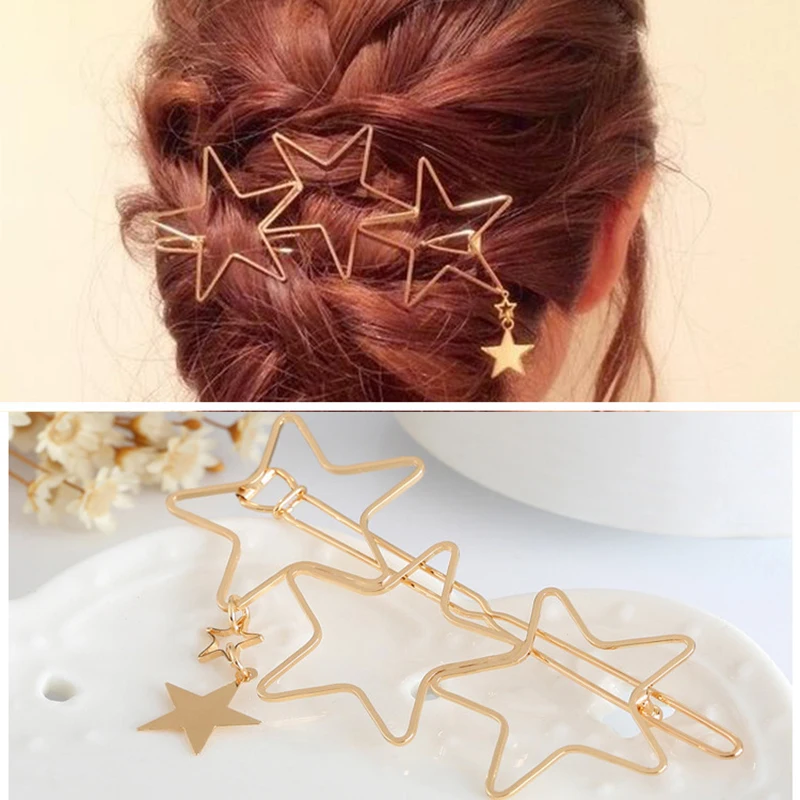 

Korean Style Five-Pointed Star Hollow Hairpin Ornament Fashion Unique Star Tassel Hair Clips For Women Girl Headwear Accessories